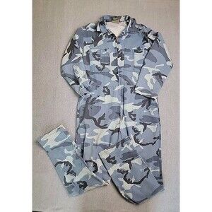 Vtg Rothco Coveralls Mens S Blue Camo Navy Military Fatigue Paint Spatter USA